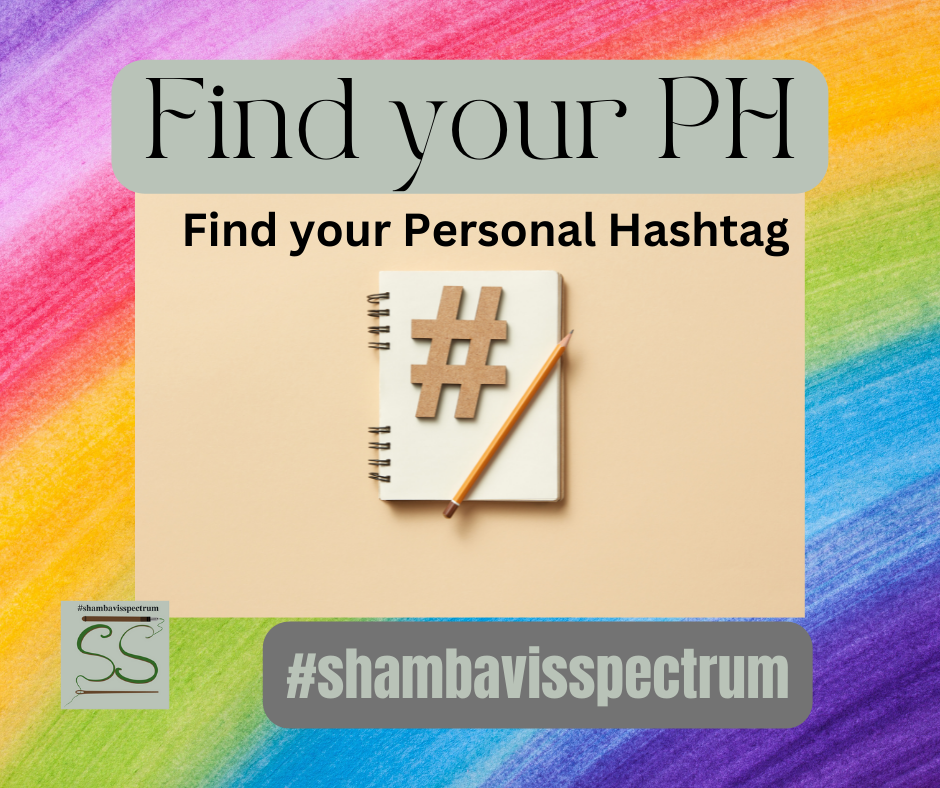The Image is of a hashtag and a book and with hashtag symbol. asking audience to Find your personal hashtag.
